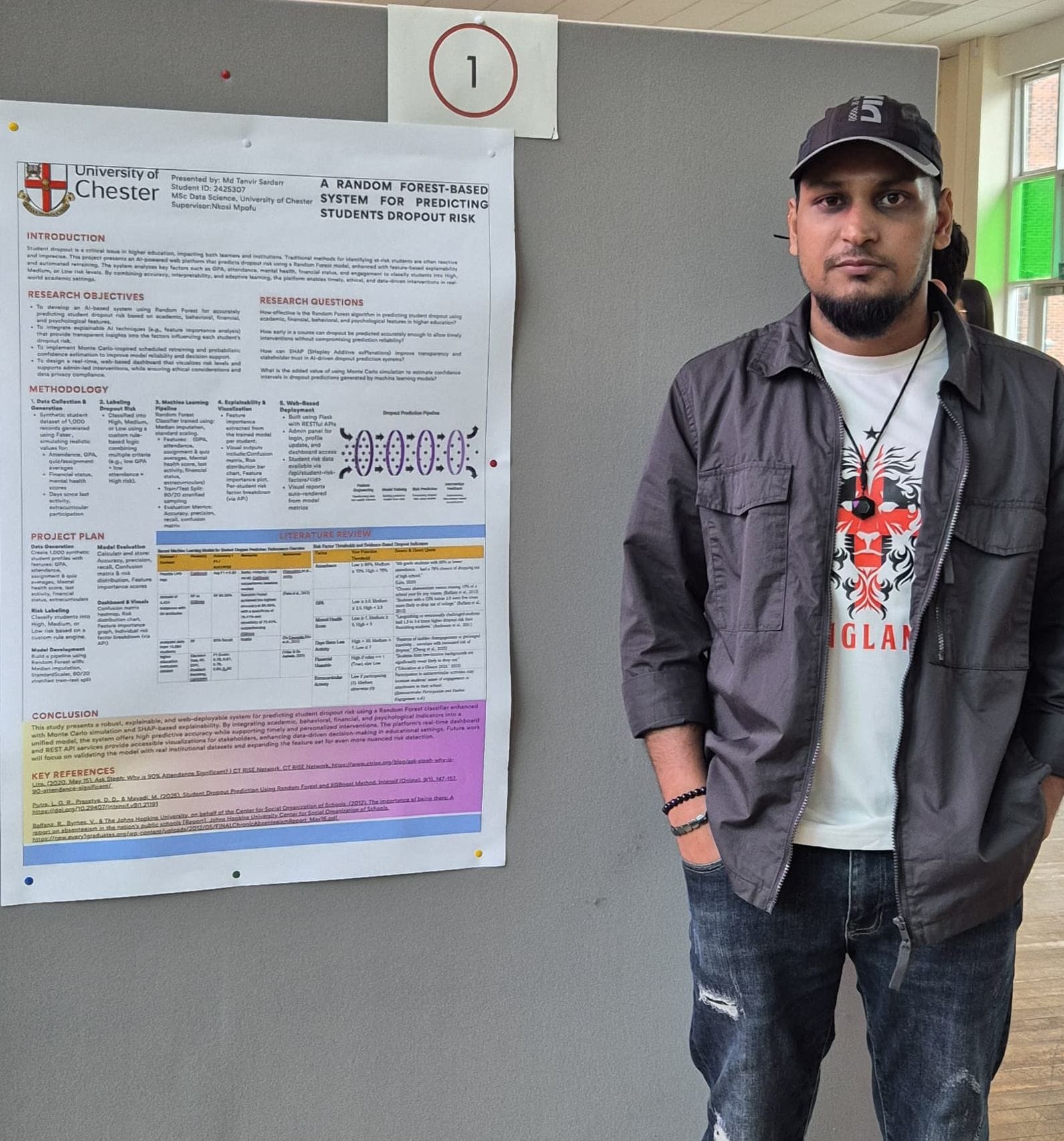 Presenting research poster on student dropout prediction